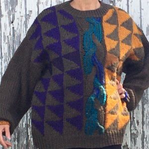 Vintage chunky sweater Cosby 90s green